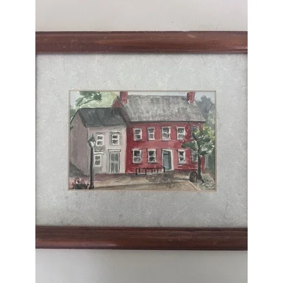 Watercolor Farmhouse Signed A France 96’ Lampost